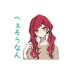 ゆるっと普段着赤髪女子の雑な相槌（個別スタンプ：5）