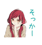 ゆるっと普段着赤髪女子の雑な相槌（個別スタンプ：19）