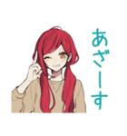 ゆるっと普段着赤髪女子の雑な相槌（個別スタンプ：22）