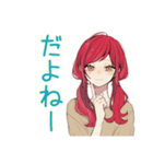 ゆるっと普段着赤髪女子の雑な相槌（個別スタンプ：27）