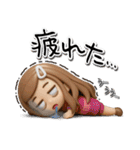 3D ロングヘアガールのネガティブスタンプ（個別スタンプ：1）