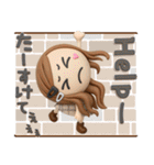 3D ロングヘアガールのネガティブスタンプ（個別スタンプ：11）