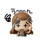 3D ロングヘアガールのネガティブスタンプ（個別スタンプ：32）