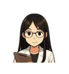 白衣の理系女子 リケジョ（個別スタンプ：9）