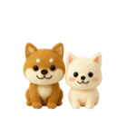 かわいい犬たち 秋 柴犬 フエルト（個別スタンプ：12）