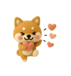 かわいい犬たち 秋 柴犬 フエルト（個別スタンプ：24）