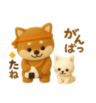 かわいい犬たち 秋 柴犬 フエルト（個別スタンプ：26）