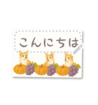 書き込める♥秋のコーギー ポストカード（個別スタンプ：1）