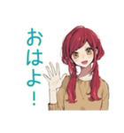 普段着赤髪女子の秋★ゆる毎日（個別スタンプ：2）