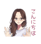 読書好きメガネガール★静かなお返事（個別スタンプ：2）