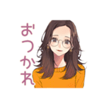 読書好きメガネガール★静かなお返事（個別スタンプ：3）