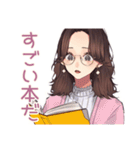 読書好きメガネガール★静かなお返事（個別スタンプ：7）