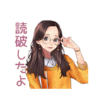 読書好きメガネガール★静かなお返事（個別スタンプ：9）