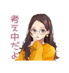 読書好きメガネガール★静かなお返事（個別スタンプ：14）