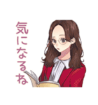 読書好きメガネガール★静かなお返事（個別スタンプ：15）