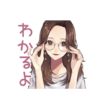 読書好きメガネガール★静かなお返事（個別スタンプ：18）