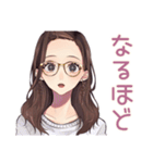 読書好きメガネガール★静かなお返事（個別スタンプ：19）