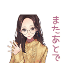 読書好きメガネガール★静かなお返事（個別スタンプ：21）