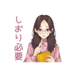 読書好きメガネガール★静かなお返事（個別スタンプ：27）