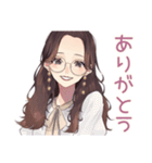読書好きメガネガール★静かなお返事（個別スタンプ：37）