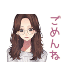 読書好きメガネガール★静かなお返事（個別スタンプ：38）
