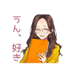 読書好きメガネガール★静かなお返事（個別スタンプ：40）