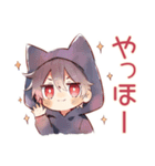 遅れる黒猫耳パーカーくん★到着（個別スタンプ：2）