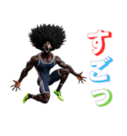 アフロ×陸上（ランナー）2！3Dリアル（個別スタンプ：3）