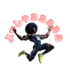 アフロ×陸上（ランナー）2！3Dリアル（個別スタンプ：9）