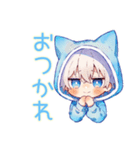 癒しの白猫耳パーカーくん2（個別スタンプ：1）