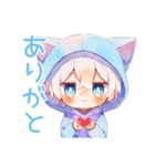 癒しの白猫耳パーカーくん2（個別スタンプ：3）