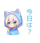 癒しの白猫耳パーカーくん2（個別スタンプ：21）