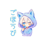 癒しの白猫耳パーカーくん2（個別スタンプ：25）
