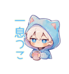 癒しの白猫耳パーカーくん2（個別スタンプ：35）