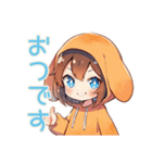 元気な犬耳パーカーの女の子（個別スタンプ：11）