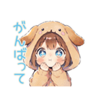 元気な犬耳パーカーの女の子（個別スタンプ：19）