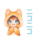 元気な犬耳パーカーの女の子（個別スタンプ：22）