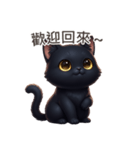 【繁體字】 黒猫 スタンプ 1（個別スタンプ：9）