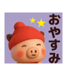 【秋冬】使えるピンクの豚さんスタンプ（個別スタンプ：33）