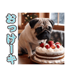 飛び出す★冬を感じるパグ犬_挨拶（個別スタンプ：10）