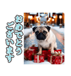 飛び出す★冬を感じるパグ犬_挨拶（個別スタンプ：16）