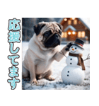 飛び出す★冬を感じるパグ犬_挨拶（個別スタンプ：17）