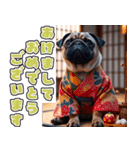 飛び出す★冬を感じるパグ犬_挨拶（個別スタンプ：24）