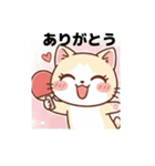 可愛い猫の漫画風の卓球挨拶スタンプ（個別スタンプ：2）