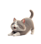 【文字なし】 灰色＆白色 ねこ スタンプ（個別スタンプ：2）