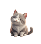 【文字なし】 灰色＆白色 ねこ スタンプ（個別スタンプ：3）