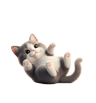 【文字なし】 灰色＆白色 ねこ スタンプ（個別スタンプ：5）