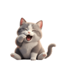 【文字なし】 灰色＆白色 ねこ スタンプ（個別スタンプ：6）
