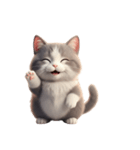 【文字なし】 灰色＆白色 ねこ スタンプ（個別スタンプ：8）