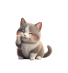 【文字なし】 灰色＆白色 ねこ スタンプ（個別スタンプ：10）